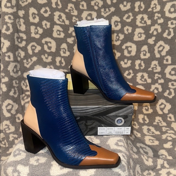 Jeffrey Campbell Calimity-L Heeled Boots in Brown Blue Lizard Beige 😍 New 🆕 😍😍 - Picture 15 of 17